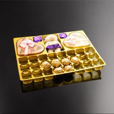 China High Quality Cheap Custom Gold PVC Chocolate Blister Packaging Box Wedding Plastic Chocolate Bar Food Tray Packaging for sale