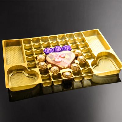 China Custom Gold Plastic Blister Tray Candy Chocolate Packaging Box Disposable Wholesale Low Price PET for sale