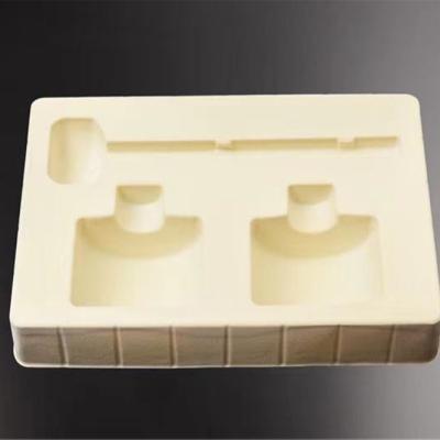 China Factory Price Disposable PS Custom Assembling Rectangle Insert Cosmetic Tray Storage Beige Blister Packing Box for sale