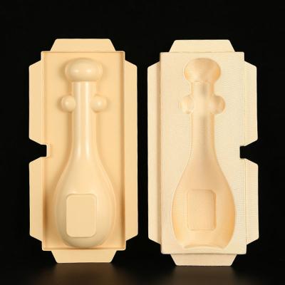 China Disposable Wholesale Custom Beige Plastic PVC Lined Inserts Blister Tray Packaging Box For Wine Bottle Trays for sale