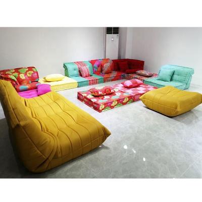 China (Other)Adjustable Living Room U Shape Sectional Sofa Fabric Colorful Modular Low Seat Sofa Couch Set Arabic Furniture for sale