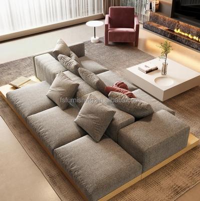 China Nordic Modular Freestanding Sectional Living Room Sofa Bed Modern Canvas Wood Beige Ins DIY Customize Couch Sofa Set for sale