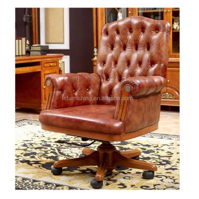 China Executive Convertible Traditional Home Italian Genuine Leather High Swivel Front Boss YB66 Cow Back Chesterfield Chesterfield Office Chair for sale