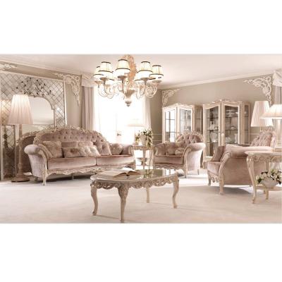 China Fairy Princess Sectional Sofa French Feel Cream White Rococos Fitted Cut Out Fabric Sofa Set Antique Living Room Furniture Set for sale