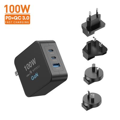 China Popular Mobile Phone Products Fast PD Portable Travel Adapters Charging GAN Chargers 100W Mobile Phone QC Wall Charger USB C Charger for sale