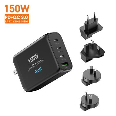 China Factory Supply 150W 3C1A Cell Phone Ports Wall Charger 100W USB C Chargers QC GaN Chargers Mobile Phone Charging Palladium Quickly For MacBook Air for sale