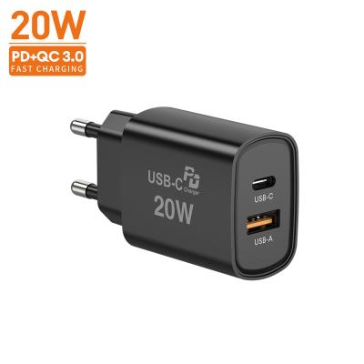 China Type-C 20W EU Fast PD Mobile Phone Tech Wall Charger Charging 20 Watt USB C PD Quick QC Mobile Phone Charger Travel Adapter For iPhone 14 pro for sale