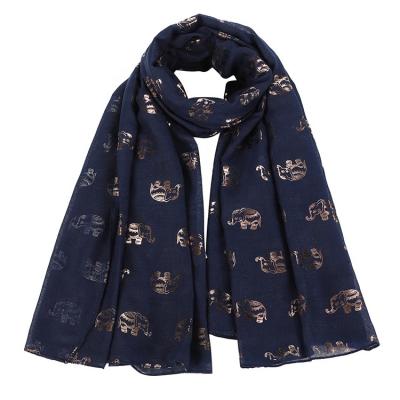 China 2021 Polyester Hot Sale Fashion Glitter Elephant Print Scarf All Size Beautiful Soft Shawl Big Size Scarf For Women for sale