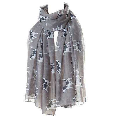 China Polyester 2021 Hot Sale Fashion big size 90*180cm good voile animal scarf dog print scarf shawl for sale