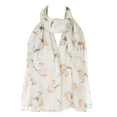 China Fashion Scarf 2021 Fashion Big Cheap Price Big Birds Print Scarf Polyester Voile Scarf Animal Design Shawl for sale