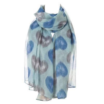 China Polyester 2022 Hot Sale New Fashion Heart Printing Scarf Voile Scarf Print Hijab Shawl For Women for sale