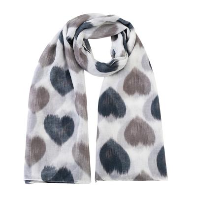 China 2021 Big Size 90*180cm Print Heart Print Heart Scarf Polyester 2021 Sale Shawl Print Hijab Warm Voile Scarf for sale