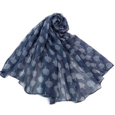 China Polyester 2021 hot sale fashion stock Christmas hot sale voile print tree scarf tree print shawl for sale