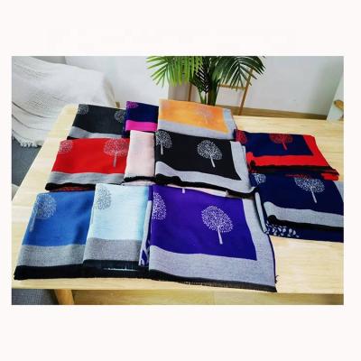 China Wholesale Cashmere Fashion Winter Scarf For Women Deep Warm Cashmere Shawl With Tassel Coat Print Tree Warm Scarf for sale