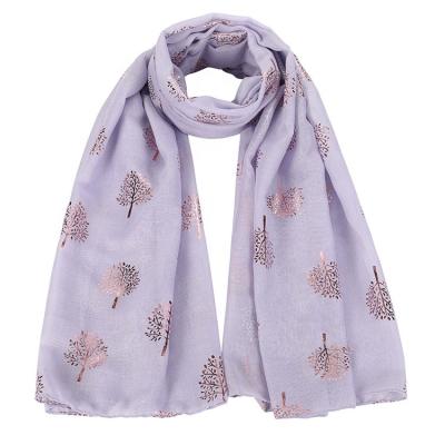 China 2021 Polyester Hot Sale Fashion Glitter Tree Print Scarf All Season Soft Beautiful Shawl Large Size Scarf For Women for sale