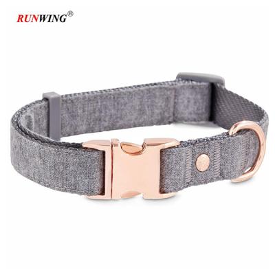 China Luxury Tweed Detachable Heavy Duty Adjustable Pet Collar Dog Collar With Gold Metal Buckle for sale