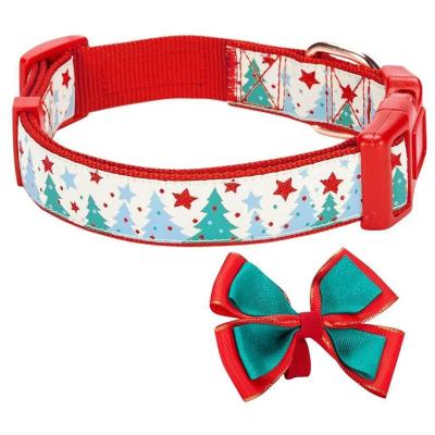 China Luxurious Personalized Christmas Dog Collar Bowtie Pet Collar Adjustable Removable Collars for Dogs for sale