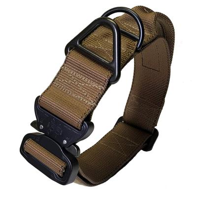 China Padded Heavy Duty Nylon Pet Dog Collar Adjustable Military Tactical Collar With Handle for sale