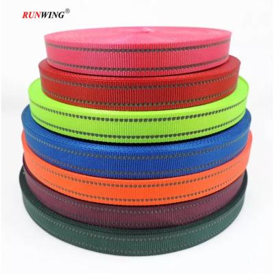 China Wholesale Custom Colorful Reflective Webbing Storage Ribbon Nylon Strong Webbing Reflective For Pet Products for sale