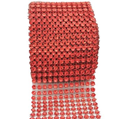 China Use With Easy Sparkle 12 Rows 7mm 10 Yards Pattern Rhinestone Mesh Plastic Trim Roll For Decorate Accessories for sale