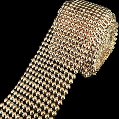 China Use With Easy Elegant 12 Rows Gold Pearl Trimming Mesh Rhinestone Bows Ribbon For Button Decoration for sale