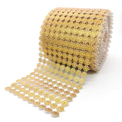 China Use with wholesale 10 easy rows of gold tire shaped plastic sequin decorated faux stone mesh for sale