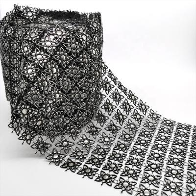 China Use With Fashion 8 Row Silver Plating Sequin Easy Plastic Rhinestone Flower Leaf Transfer Mesh Roll Trim for sale