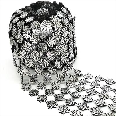 China Use With Maker 6 Easy Tier Silver Color Accessories Cover Flower Shape Plastic Rhinestone Sequin Mesh Roll for sale