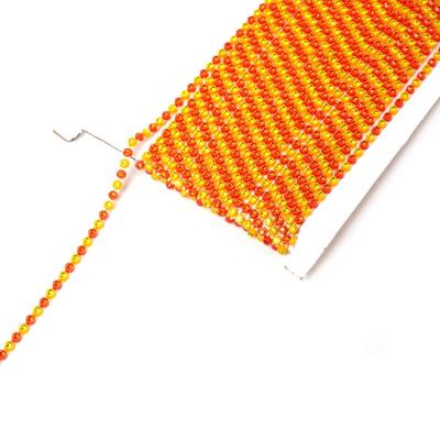 China Fashion Pointback One Row ss3.5 Orange and Yellow Two Tone Crystal Rhinestone Chain for Garment Decor for sale