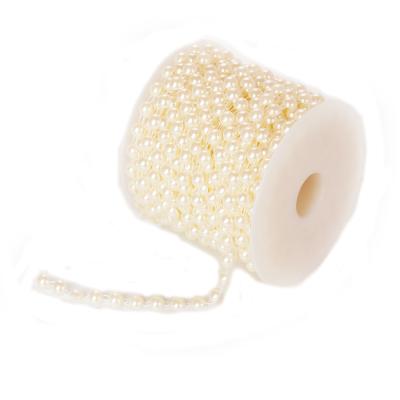 China Wholesale Simple Round Transfer Half Bead Cut Ivory Beads Trims Rhinestone Decoration Sewing Roll Plastic Edge Trims Cup Chain For Clothes for sale