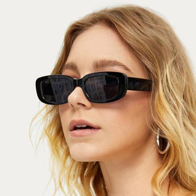 China Fashion Sunglasses Small Sun Glasses Vintage Rectangular Trendy One-Piece Clear Frame Sunglasses For Women Men for sale