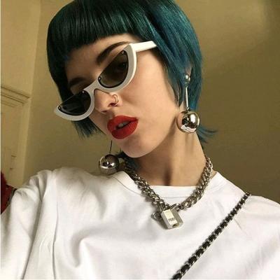 China Fashion Sunglasses 2021 Branded Sunglasses Half Fram Triangle Style Women Cat Eye Sunglasses For Men for sale