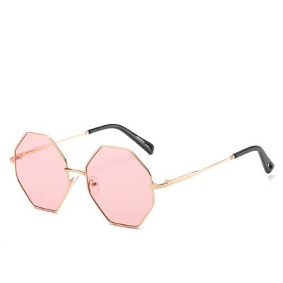 China Custom Fashion Sunglasses Designer Polygon Sun Glasses Octagon Metal Fram Sunglasses For Women Men for sale