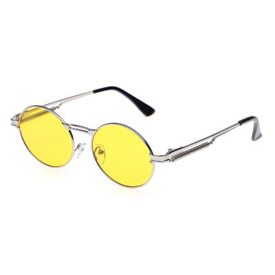 China Fashion Sunglasses Shape Sunglass Manufacturer Men Shades Red Color Lens Metal Frame Round Sunglasses for sale