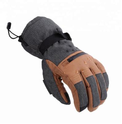 China Waterpoof Men's Thinsulate Lined Touch Screen Snow Ski Gloves With Zipper Pocket for sale