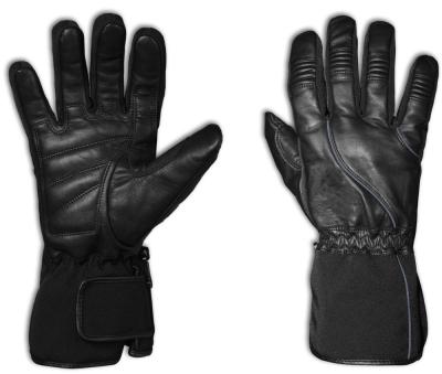 China Durable Black Goatskin Leather Motorcycle Gloves for sale