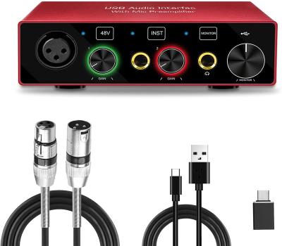 China Support 48V Phantom Power USB sound cards, USB interface audio studio GV-AR001 for sale