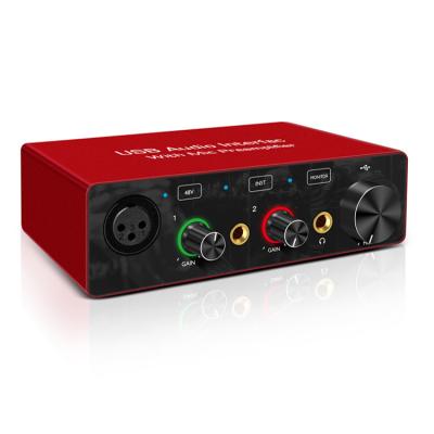 China High quality support 48V 2-IN power phantom microphone, 2-OUT USB audio interface GV-AR001 for sale