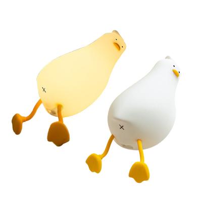 China Modern Duck Nightlights Led Night Light Rechargeable Cartoon Silicone Lamp Patting Switch Children Kid Bedroom Decoration Birthday Gift for sale