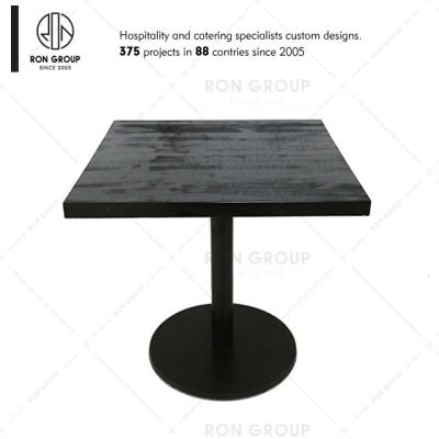 China Trendy Custom Industrial Black Color Square Restaurant Solid Wood Table Top for sale