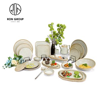 China Sustainable Rustic Restaurant Dining Italian Flat Steak Snake Plate Sets Ceramic Tableware Dishes for sale