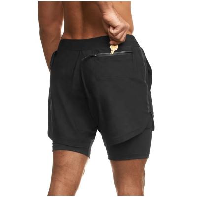 China High Quality Anti-wrinkle Mid Calf Anti Wrinkle Double-Layer Summer Joggers Gym Shorts With Pockets for sale