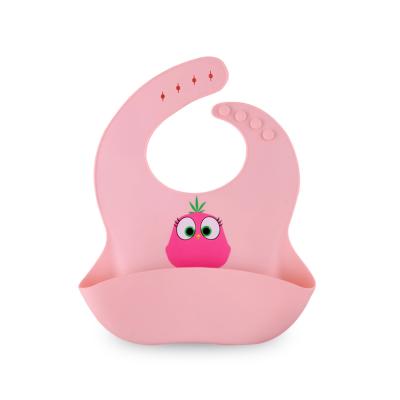 China Manufacturer Antibacterial Clean Cartoon Easily Printing Soft Waterproof Silicone Baby Feeding Bibs for sale