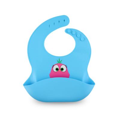 China Manufacturer Soft Silicone Baby Waterproof Feeding Bibs Antibacterial Clean Easily Beautiful Printing for sale