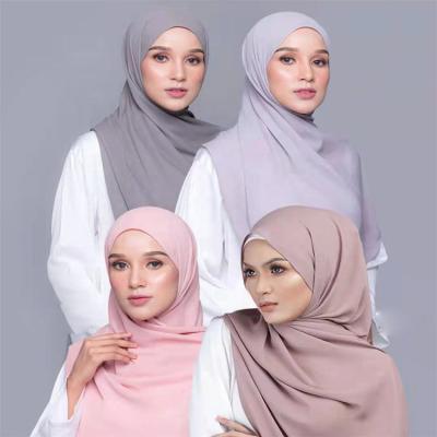 China High Quality Chiffon Tudung Chiffon Scarf Long Section Chiffon Chiffon Crepe Fabric Hijabs Soft Premium Muslim Women Shawl High Quality Korean Scarves for sale