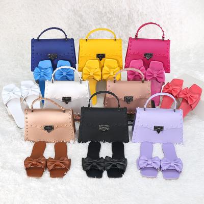 China Product Ideas New Fashion 2022 Jelly Sandals Beach Purses and Sets Jelly Shoes Purses Sets Shoe Purses and Handbags Luxury Women for sale