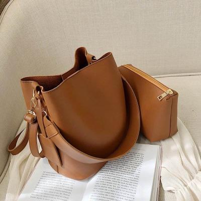 China New Simple Fashion Shoulder Bag Women PU Leather Cross - Retro Body Shoulder Bag Large Capacity Bucket Handbag for sale