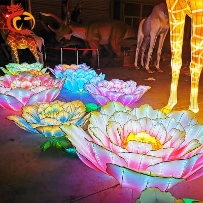 China New Year Chinese Silk Cloth Lantern Festival Decoration Led Outdoor Sculpture Customized Size for sale