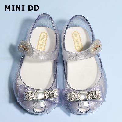 China Double Density MINI Children Plastic Sandals 2022 New Summer Waterproof Shoes Beach Bow Princess Sandals Girls Kids Glitter Star Shoes for sale