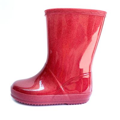 China OEM Cheap Factory Made Kids Waterproof Jelly Rain Boots For Girls Simple Midi Rejects Baby Summer Children Glitter Water Shoes for sale